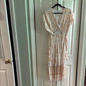 Petal & Pup Cream Wrap Pleated Midi Dress